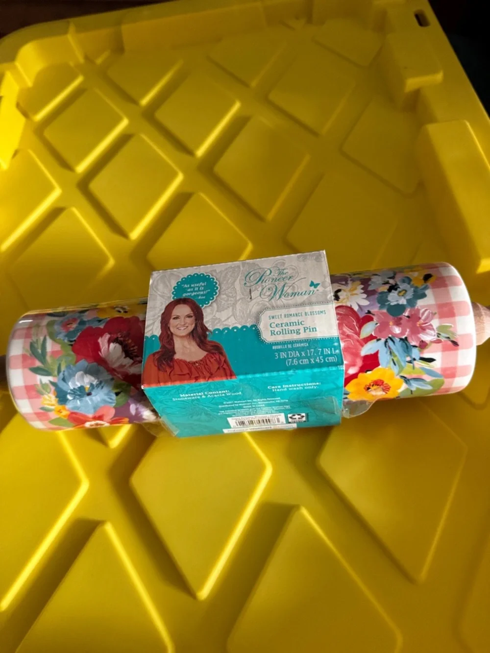 Pioneer Woman Floral Ceramic Rolling Pin Sweet Romance blossoms